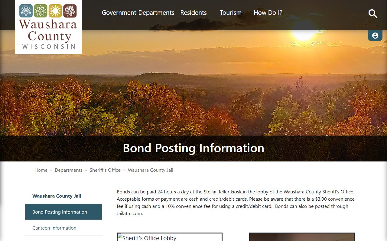 Waushara County inmate records bond posting page