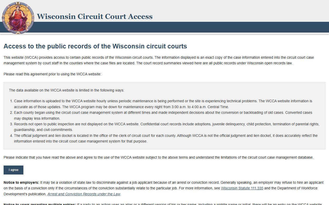 Waushara County court records after arrest WCCA search portal